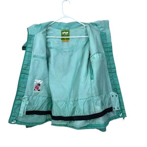 Foursquare Snowboard‎ Women's Size S Hooded Jacket Mint Green Blue Striped - Picture 7 of 9